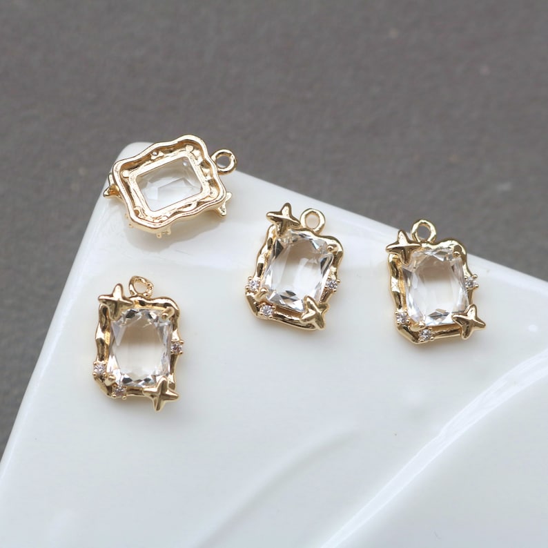 10pcs square CZ Pave Charm, 12x16mm Zircon Pendant, Jewelry Making, Zircon Material Craft Supplies