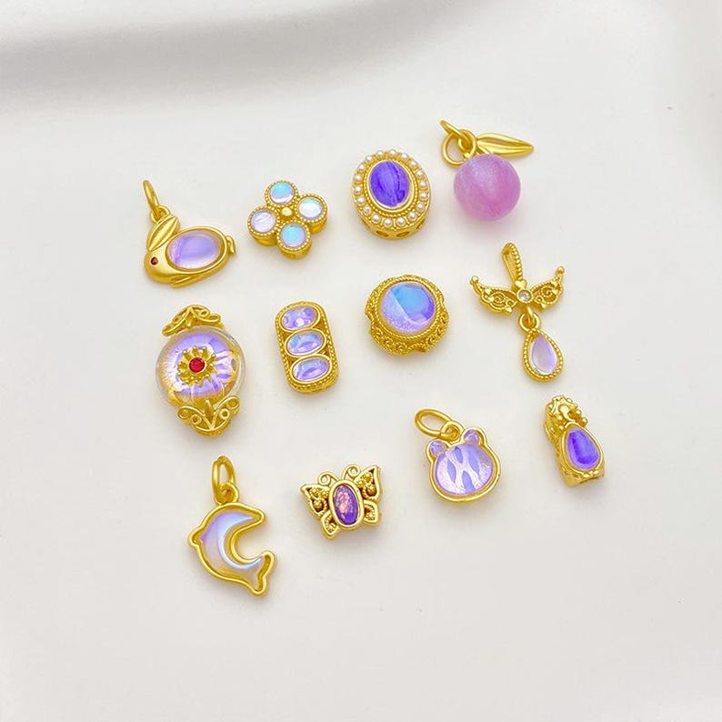 10Pcs 18K Gold Plated brass Spacer Beads, petal Hollow Out beads, flower Beads,Materials and Accessories for Handmade DIY Beaded Bracelets