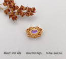 10Pcs 18K Gold Plated brass Spacer Beads,Hollow Out beads,Flat Round Beads,Cake Beads,Focal Cat Eye Beads, DIY Craft Supplies