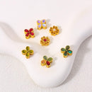 10Pcs 18K Gold Plated Brass Spacer Beads, Petal Hollow Out Beads, Flat Round Beads, Flower Beads, Four-leaf Clover and DIY Craft Supplies