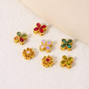 10Pcs 18K Gold Plated Brass Spacer Beads, Petal Hollow Out Beads, Flat Round Beads, Flower Beads, Four-leaf Clover and DIY Craft Supplies