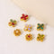 10Pcs 18K Gold Plated Brass Spacer Beads, Petal Hollow Out Beads, Flat Round Beads, Flower Beads, Four-leaf Clover and DIY Craft Supplies