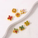 10Pcs 18K Gold Plated Brass Spacer Beads, Petal Hollow Out Beads, Flat Round Beads, Flower Beads, Four-leaf Clover and DIY Craft Supplies