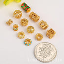 10Pcs 18K Gold Plated brass Spacer Beads,Hollow Out beads,Flat Round Beads,Cake Beads,Focal Cat Eye Beads, DIY Craft Supplies