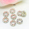 10Pcs 18K Gold Plated brass Spacer Beads,Hollow Out beads,Flat Round Beads,Cake Beads,Focal Cat Eye Beads, DIY Craft Supplies