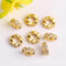 10Pcs 18K Gold Plated brass Spacer Beads,Hollow Out beads,Flat Round Beads,Cake Beads,Focal Cat Eye Beads, DIY Craft Supplies