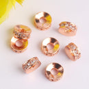 10pcs Gold Electroplated Copper Micro Pave Cubic Zirconia Round Spacer Beads, DIY Bracelet/Necklace Jewelry Findings Material