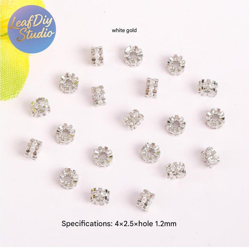 20pcs Gold Electroplated Copper Micro Pave Cubic Zirconia Round Spacer Beads, DIY Bracelet/Necklace Jewelry Findings Material