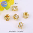 10Pcs Gold-Tone Micro Pave Double-Row Multicolored Cubic Zirconia Lucky Charms Beads, DIY Bracelet & Necklace Spacer Beads Jewelry Findings