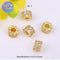 10Pcs Gold-Tone Micro Pave Double-Row Multicolored Cubic Zirconia Lucky Charms Beads, DIY Bracelet & Necklace Spacer Beads Jewelry Findings