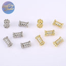 10pcs Gold-Tone Rotating Screw Clasp with Cubic Zirconia Inlay, Slim Waist Spacer Bead & Pearl Button, DIY Necklace Clasp Jewelry Findings