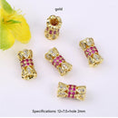10pcs Beads with Micro Pave Multicolored Cubic Zirconia, Slim Waist Spacer Beads for DIY Bracelet and Necklace Beading Jewelry Findings