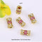 10pcs Beads with Micro Pave Multicolored Cubic Zirconia, Slim Waist Spacer Beads for DIY Bracelet and Necklace Beading Jewelry Findings