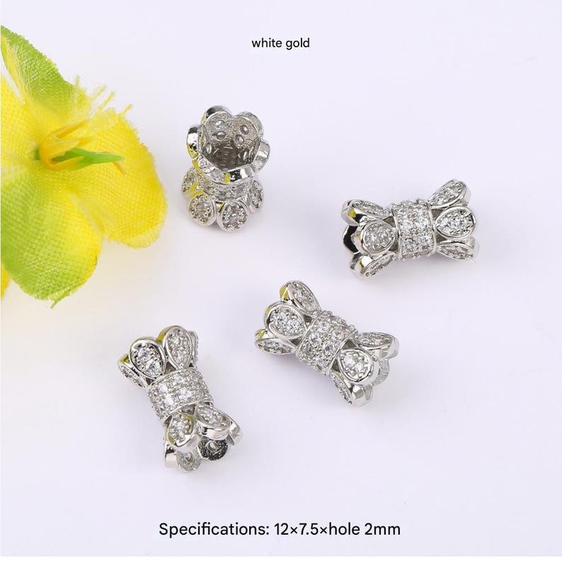 10pcs Beads with Micro Pave Multicolored Cubic Zirconia, Slim Waist Spacer Beads for DIY Bracelet and Necklace Beading Jewelry Findings