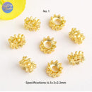 10Pcs 18K Gold Plated brass Spacer Beads,Hollow Out beads,Flat Round Beads,Cake Beads,Focal Cat Eye Beads, DIY Craft Supplies
