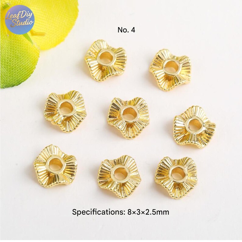 10Pcs 18K Gold Plated brass Spacer Beads,Hollow Out beads,Flat Round Beads,Cake Beads,Focal Cat Eye Beads, DIY Craft Supplies