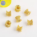 10Pcs 18K Gold Plated brass Spacer Beads,Hollow Out beads,Flat Round Beads,Cake Beads,Focal Cat Eye Beads, DIY Craft Supplies