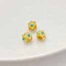 brass plated gold Turquoise spacer beads - DIY drum bead - tube spacer beads - 4pcs