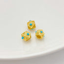 4Pcs Copper Plated Gold Turquoise Spacer Beads, Drum-Shaped Tube Spacer Beads for Jewelry Making, Have DIY Craft Supplies