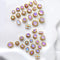 4/10Pcs18K Gold Plated brass Spacer Beads, Fake Purple Moonstone beads, Flat Round Beads,Cake Beads, Focal beads,Cat Eye Beads