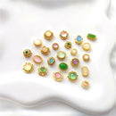 10Pcs 18K Gold Plated brass Spacer Beads,Hollow Out beads,Flat Round Beads,Cake Beads,Focal Cat Eye Beads, DIY Craft Supplies