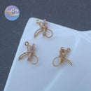 10pcs CZ Pave Zircon-Inlaid Bowknot Tassel Planet Flower Pendant/Charm - DIY Pearl Necklace & Earring Jewelry Accessories