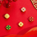 10Pcs 18K Gold Plated Brass Spacer Beads, Petal Hollow Out Beads, Flat Round Beads, Flower Beads, Four-leaf Clover and DIY Craft Supplies