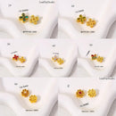 10Pcs 18K Gold Plated Brass Spacer Beads, Petal Hollow Out Beads, Flat Round Beads, Flower Beads, Four-leaf Clover and DIY Craft Supplies