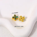 10Pcs 18K Gold Plated Brass Spacer Beads, Petal Hollow Out Beads, Flat Round Beads, Flower Beads, Four-leaf Clover and DIY Craft Supplies