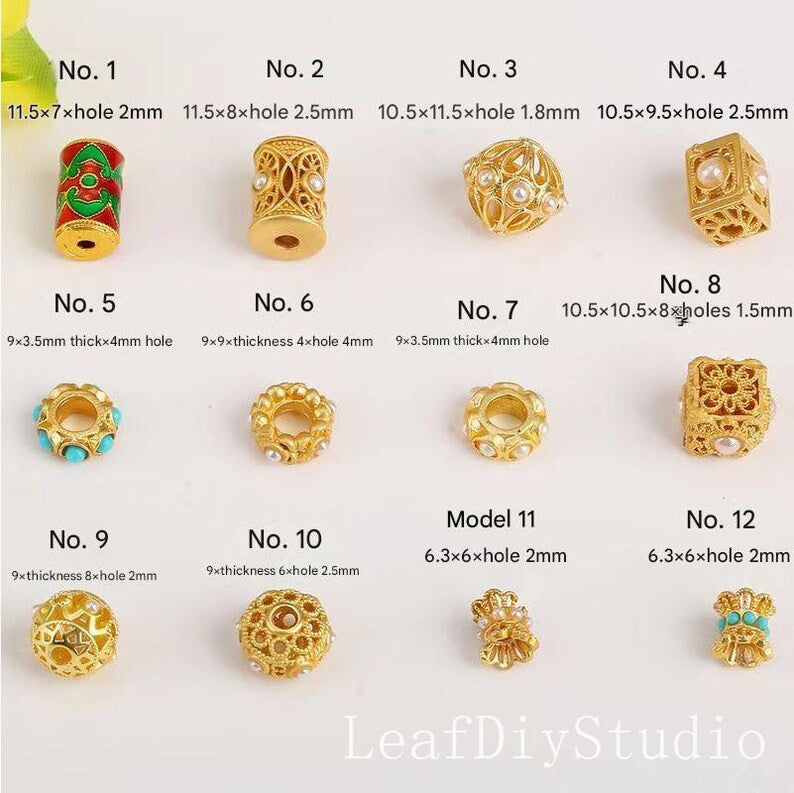 10Pcs 18K Gold Plated brass Spacer Beads,Hollow Out beads,Flat Round Beads,Cake Beads,Focal Cat Eye Beads, DIY Craft Supplies