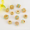 10Pcs 18K Gold Plated brass Spacer Beads,Hollow Out beads,Flat Round Beads,Cake Beads,Focal Cat Eye Beads, DIY Craft Supplies