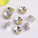 10pcs Gold Electroplated Copper Micro Pave Cubic Zirconia Round Spacer Beads, DIY Bracelet/Necklace Jewelry Findings Material