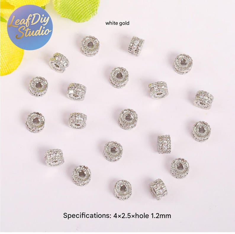 20pcs Gold Electroplated Copper Micro Pave Cubic Zirconia Round Spacer Beads, DIY Bracelet/Necklace Jewelry Findings Material