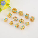 brass plated gold Turquoise spacer beads - DIY drum bead - tube spacer beads - 4pcs