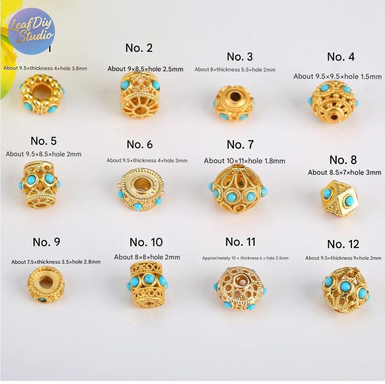 brass plated gold Turquoise spacer beads - DIY drum bead - tube spacer beads - 4pcs