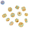 brass plated gold Turquoise spacer beads - DIY drum bead - tube spacer beads - 4pcs