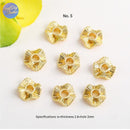 10Pcs 18K Gold Plated brass Spacer Beads,Hollow Out beads,Flat Round Beads,Cake Beads,Focal Cat Eye Beads, DIY Craft Supplies