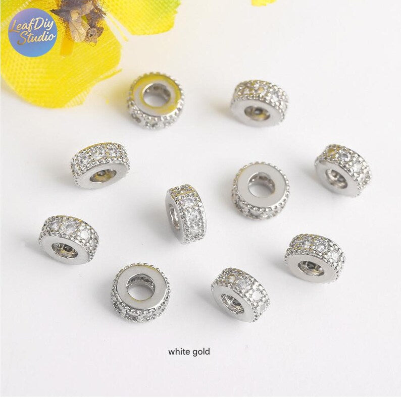 10Pcs 6mm Gold Plated brass Spacer Beads,Hollow Out beads,Flat Round Beads,Cake Beads,Focal Cat Eye Beads, DIY Craft Supplies