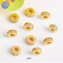 10Pcs 6mm Gold Plated brass Spacer Beads,Hollow Out beads,Flat Round Beads,Cake Beads,Focal Cat Eye Beads, DIY Craft Supplies