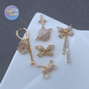 10pcs CZ Pave Zircon-Inlaid Bowknot Tassel Planet Flower Pendant/Charm - DIY Pearl Necklace & Earring Jewelry Accessories