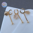 10pcs CZ Pave Zircon-Inlaid Bowknot Tassel Planet Flower Pendant/Charm - DIY Pearl Necklace & Earring Jewelry Accessories