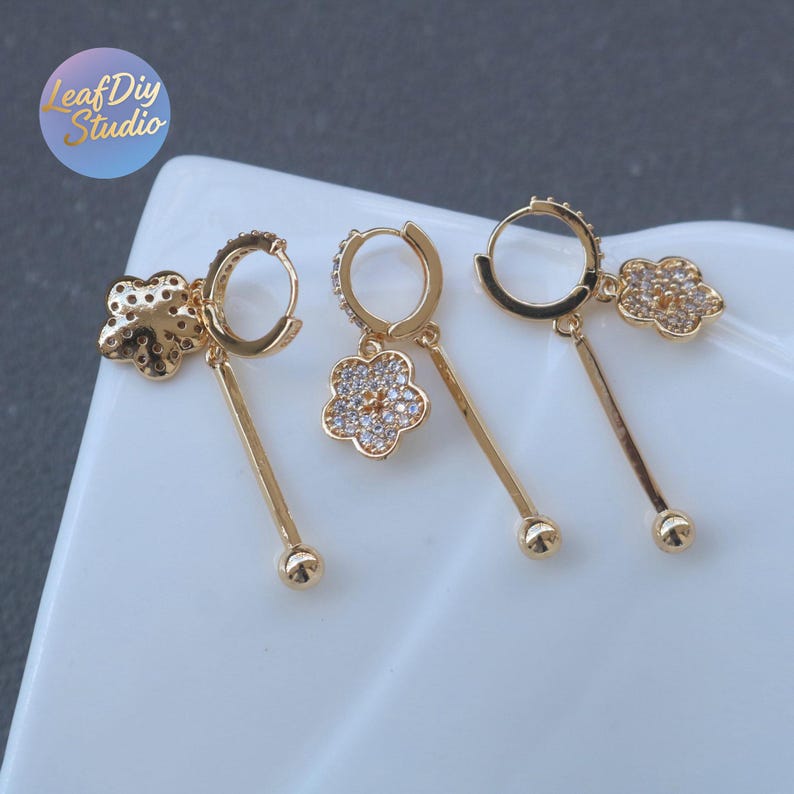 10pcs CZ Pave Zircon-Inlaid Bowknot Tassel Planet Flower Pendant/Charm - DIY Pearl Necklace & Earring Jewelry Accessories