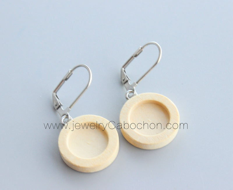 20pcs Stainless Steel wood Earrings Blanks,wood Earrings Base Settings
