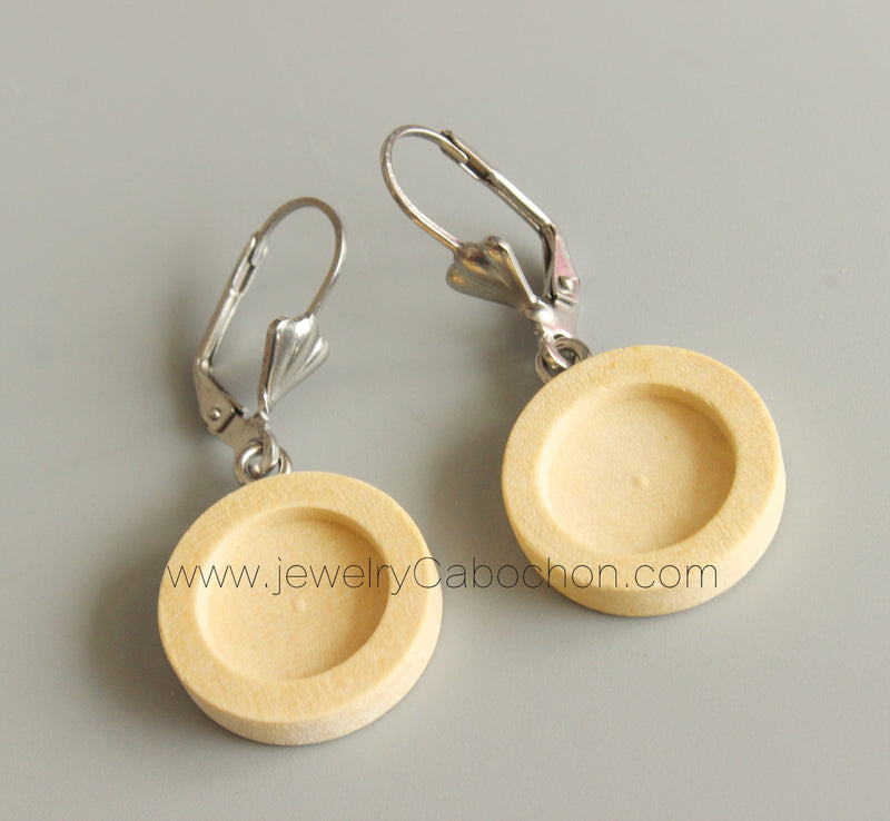 20pcs Stainless Steel wood Earrings Blanks,wood Earrings Base Settings