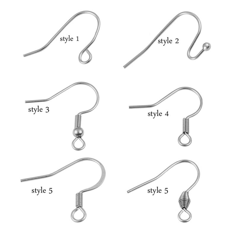 100pcs Stainless Steel Earring Hooks, Earring Finding - Stainless