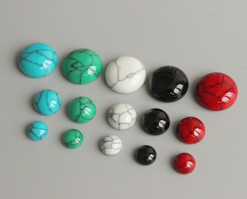 10pcs Natural Turquoise Cabochons -6mm 8mm 10mm 12mm Cabochon wholesale, Marbled road Cabochon,Loose Stones