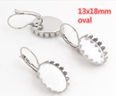 20pcs oval 13x18/ 18x25mm Stainless Steel Crown Earwires Hook With Oval Pad, Earrings Blanks,Earrings Settings Base,Earrings trays