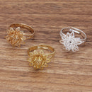 20pcs Brass Adjustable Ring Filigree Floral Base Settings