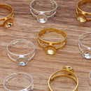 40pcs Brass Ring Base Blanks,Adjustable Lace Ring Settings, 8mm Round Bezel Settings