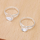 40pcs Brass Ring Base Blanks,Adjustable Lace Ring Settings, 8mm Round Bezel Settings